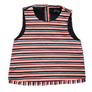 ZARA S Stripped Black and Red sleeveless blouse